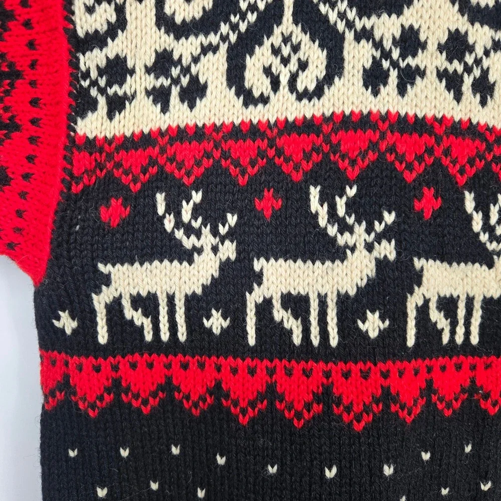 Vtg Handmade Norway Wool Reindeer Cardigan Sweater Mens XL/XXL Christmas Winter